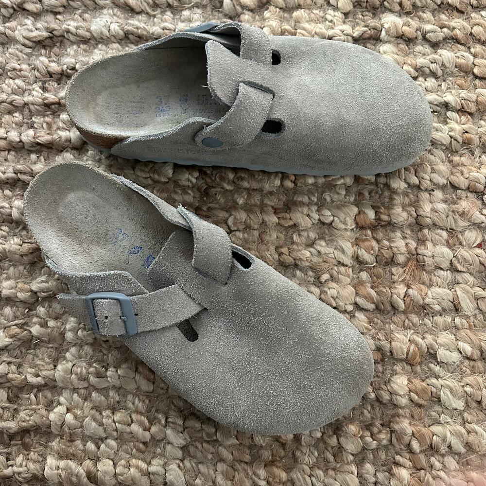 Birkenstock Boston Soft Footbed Taupe Suede Clogs EU 37 US 6-6.5 EUC